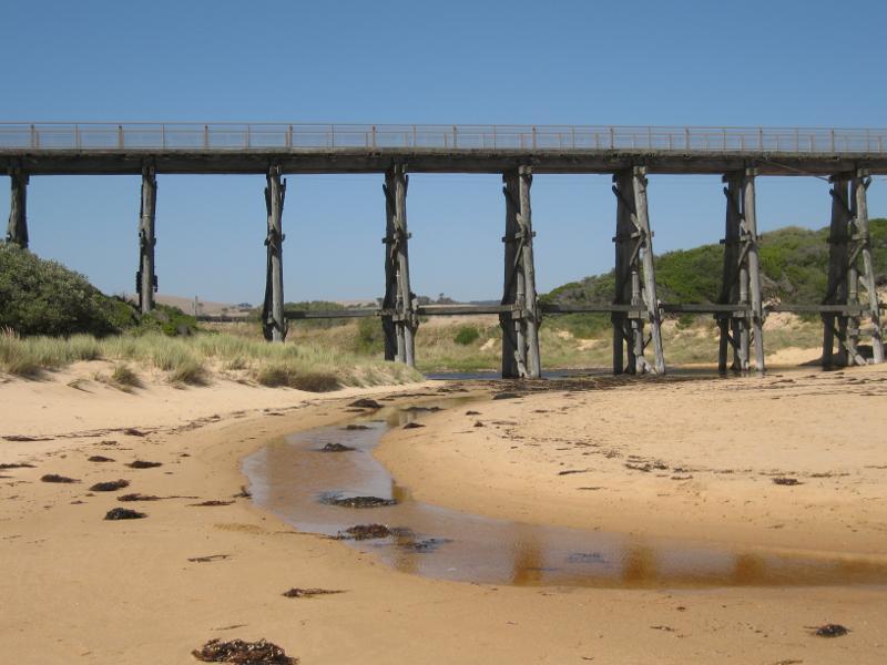 Kilcunda - Beach around Trestle Bridge: View from beach towards Bourne Creek and Trestle Bridge