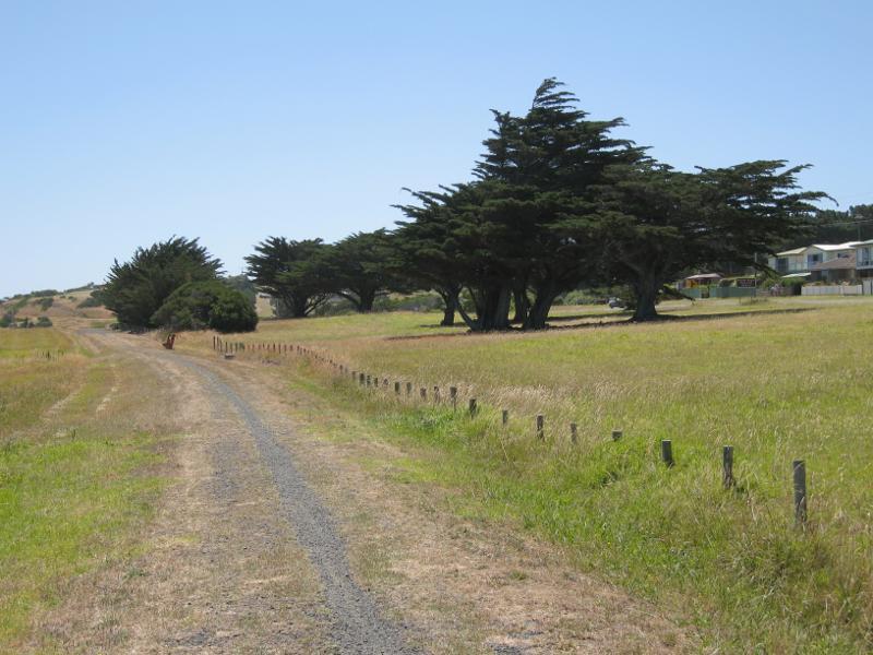 Kilcunda - Bass Highway north-west of town centre: View north-west along Bass Coast Rail Trail, Bass Hwy west of Peppermint Rd