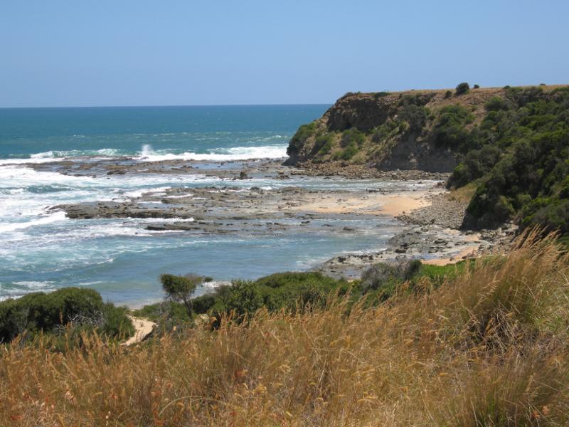 Kilcunda - Shelley Beach, west of town centre: Westerly view along coast from walking track near car park