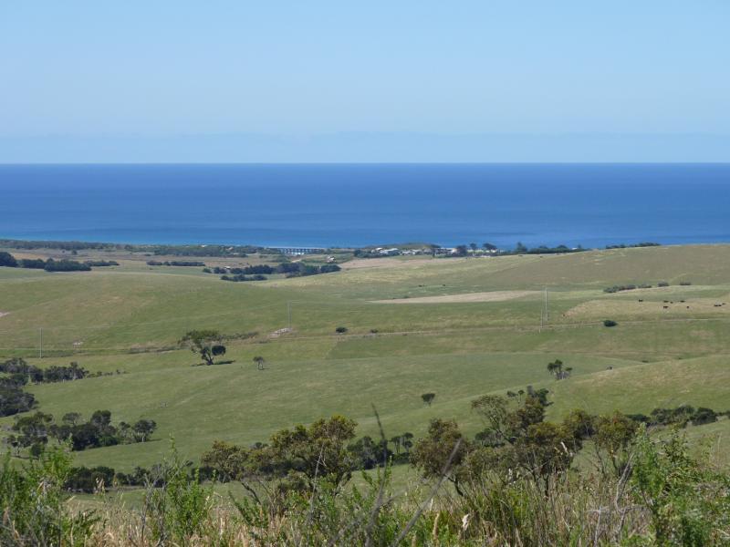 Kilcunda - Scenery along Kilcunda Ridge Road: Southerly view towards Trestle Bridge, 3.5 km from Bass Hwy at Powell Rd