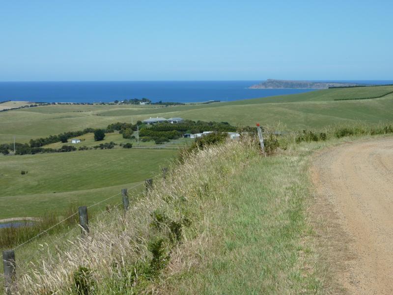 Kilcunda - Scenery along Kilcunda Ridge Road: South-westerly view towards Cape Woolamai, 4 km from Bass Hwy