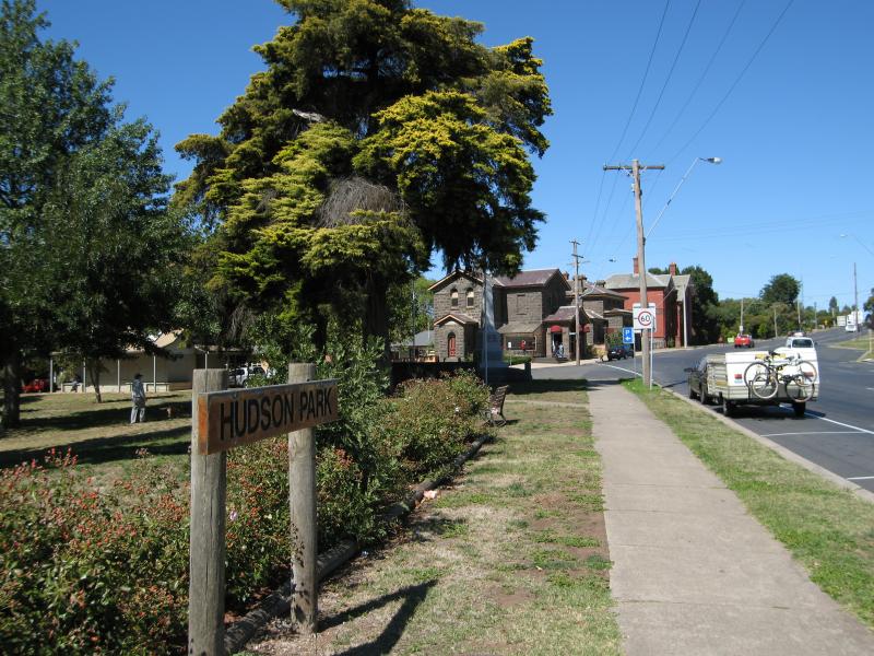 Kilmore - Hudson Park, Sydney Street between Bourke Street and Foote Street: Rose garden, view south along Sydney St towards Foote St