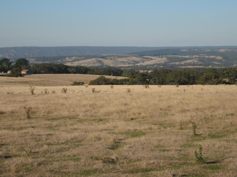 Kilmore - Pretty Sally Hill, Northern Highway between Kilmore and Wallan: View east from stopping bay