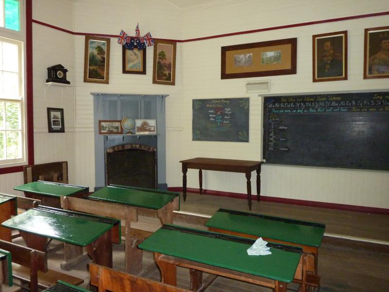 Korumburra - Coal Creek Heritage Village, Silkstone Road: Classroom inside the Jeetho School House