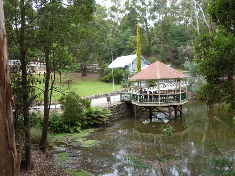 Korumburra - Coal Creek Heritage Village, Silkstone Road: Band rotunda on edge of lake