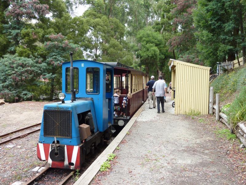 Korumburra - Coal Creek Heritage Village, Silkstone Road: Locomotive at bush tramway Top Station