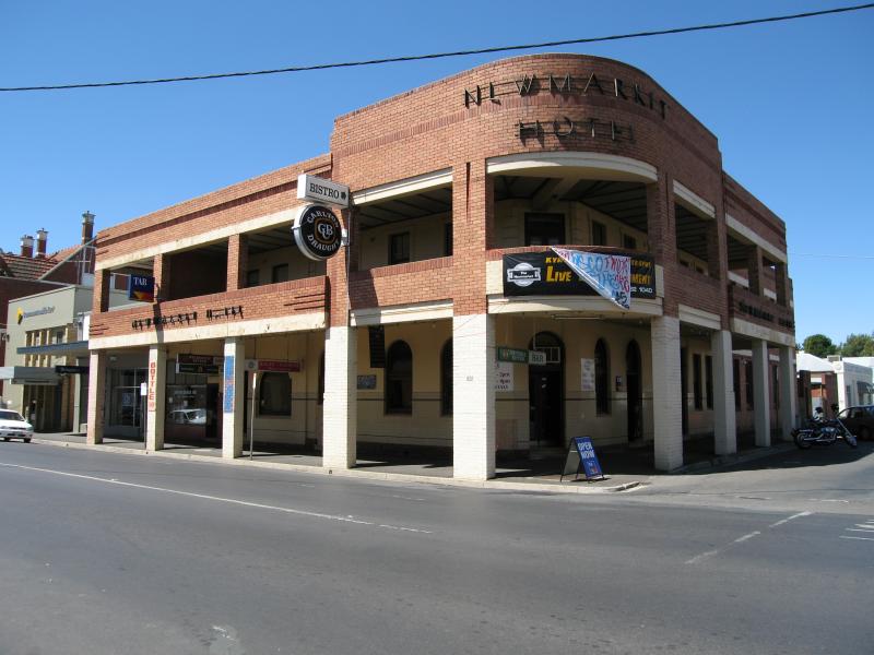 Kyneton - Shops along Mollison Street: Newmarket Hotel, corner Mollison St and Market St