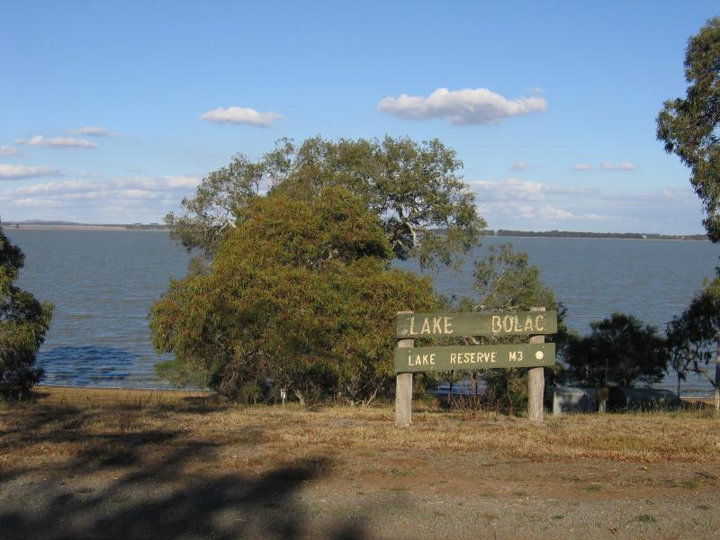 Lake Bolac - Lake Bolac, Frontage Road area: Lake Bolac sign, Frontage Rd at Sago Rd