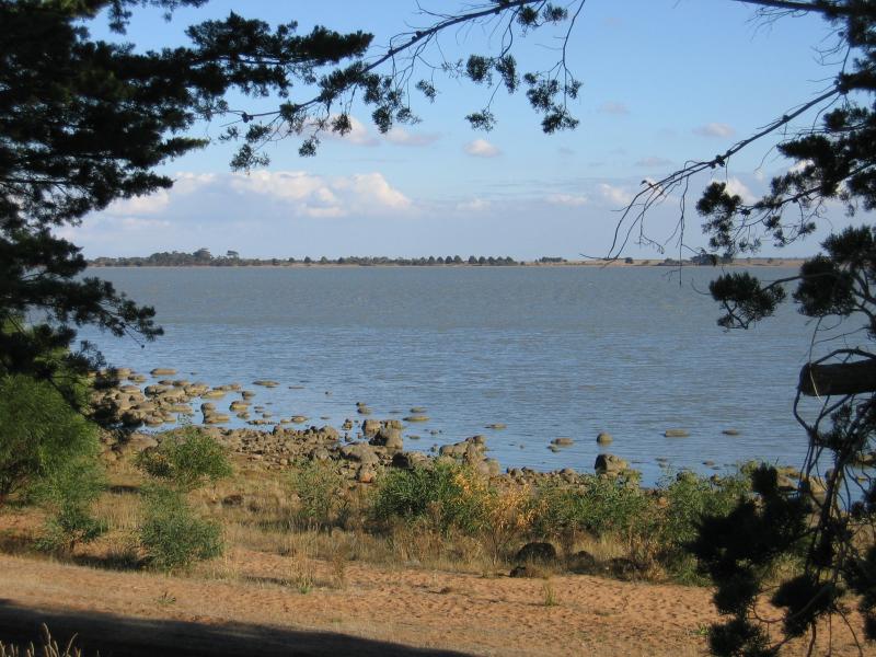 Lake Bolac - Lake Bolac, Frontage Road area: View east across lake, east of recreation reserve