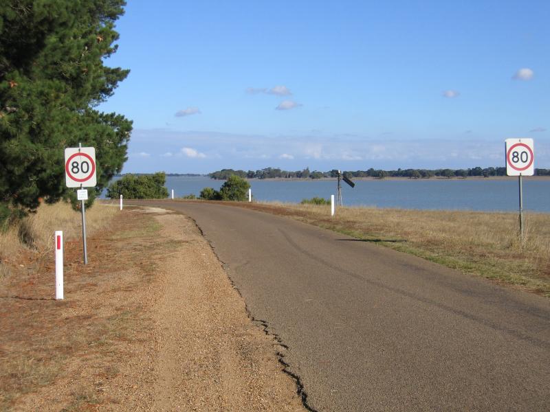 Lake Bolac - Lake Bolac, Eastern Beach: View south along East Beach Rd near Glenelg Hwy