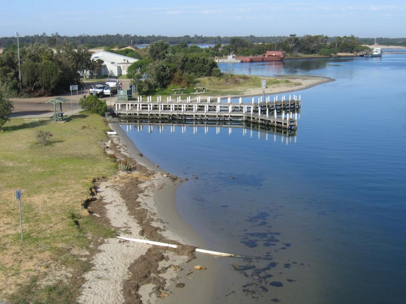 Lakes Entrance - North Arm at Bullock Island: View south-west along North Arm from Princes Hwy towards Bullock Island