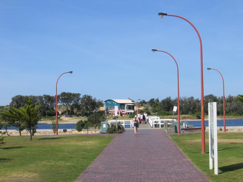 Lakes Entrance - Footbridge across Cunninghame Arm from Esplanade to Main Beach: View towards footbridge