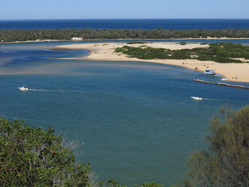 Lakes Entrance - Lookouts along Princes Highway, Kalimna: View south across Rigby Island