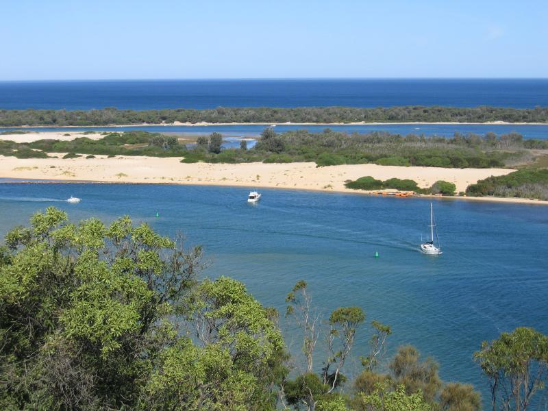 Lakes Entrance - Lookout, corner Princes Highway and Hotel Road, Kalimna: View south across Rigby Island