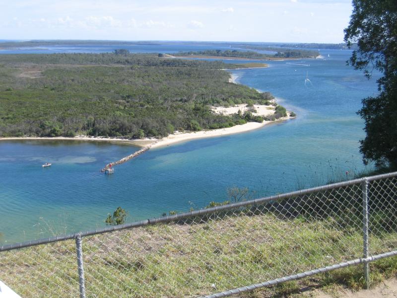 Lakes Entrance - Jemmys Point Lookout, Lookout Road, Kalimna - View west along The Narrows and Rigby Island