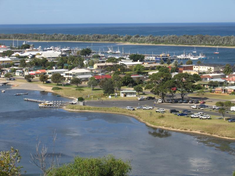 Lakes Entrance - Views from Seaview Parade, Kalimna: View south-east across North Arm and Cunninghame Arm