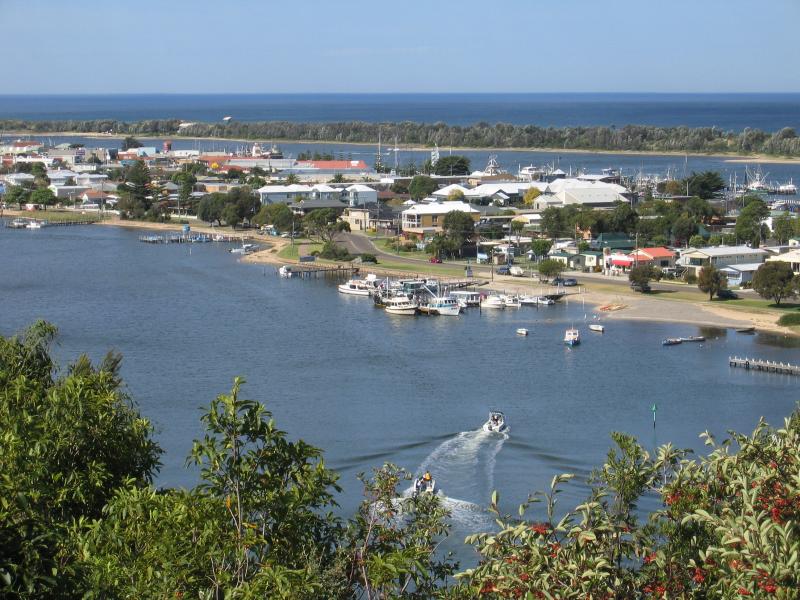 Lakes Entrance - Views from Seaview Parade, Kalimna: View south-east across North Arm and Cunninghame Arm