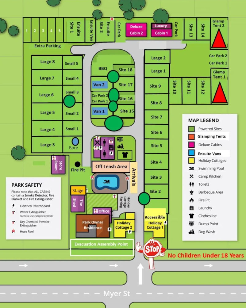 Adult Only & Pet Friendly Prime Tourist Park - Park map
