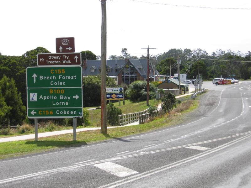 Lavers Hill - Shops and commercial centre: View north-east along Great Ocean Road towards Colac Rd