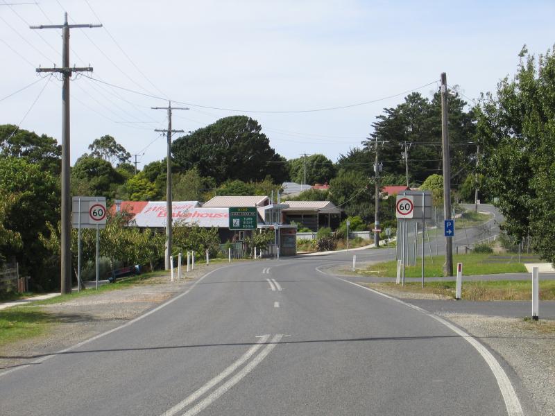 Lavers Hill - Shops and commercial centre: View north-east along the Great Ocean Road through Lavers Hill