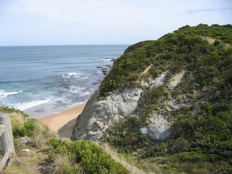 Lavers Hill - Glenaire and beach at Castle Cove: View north-west along coast at lookout above beach at Castle Cove