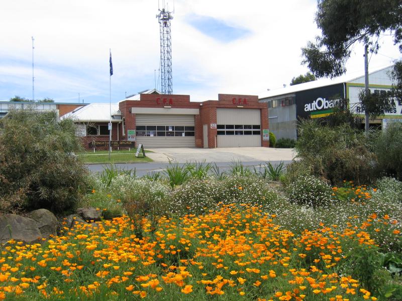 Leongatha - Anderson Street area - Fire station, Anderson St, viewed from Shire of Woorayl Centenary Park