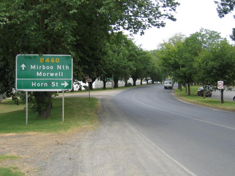Leongatha - Around town: View east along Strzelecki Highway towards Cusack Rd and Horn St