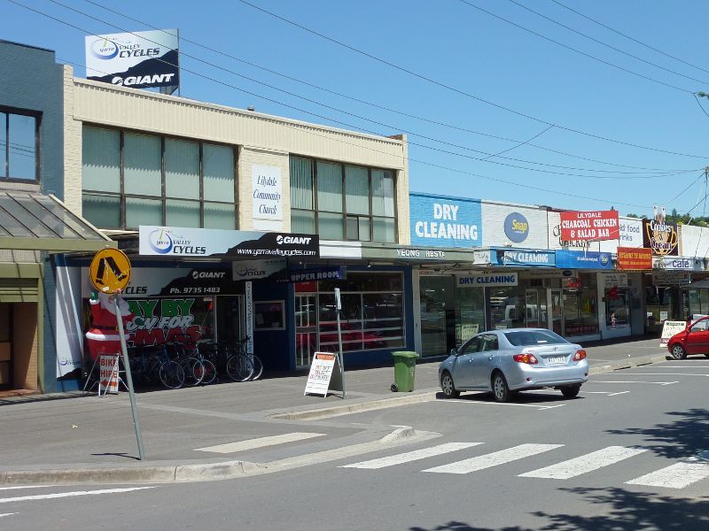 Lilydale - Shops and commercial centre, Main Street: Shops along south side of Main St east of railway line