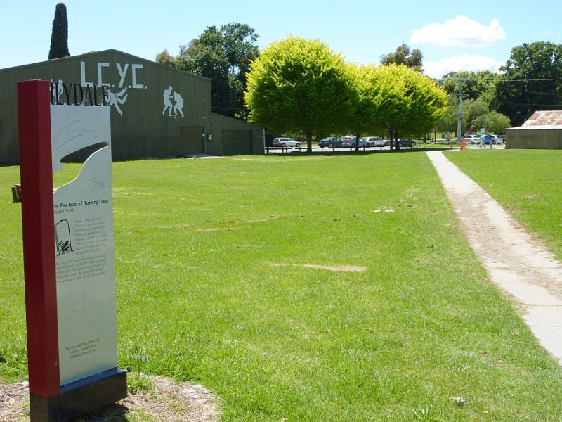 Lilydale - Lilydale Recreation Reserve, off Main Street and Chapel Street: View through reserve towards Lilydale Community Youth Club