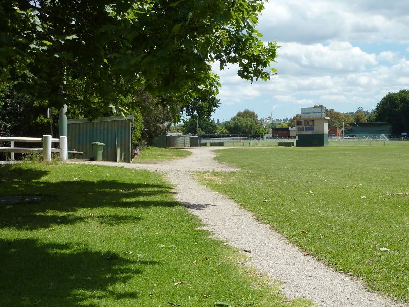 Lilydale - Lilydale Recreation Reserve, off Main Street and Chapel Street: Southerly view through reserve towards main oval