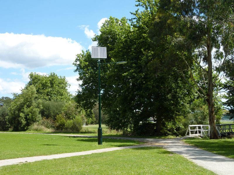 Lilydale - Lilydale Recreation Reserve, off Main Street and Chapel Street: View through reserve towards footbridge near Jones St