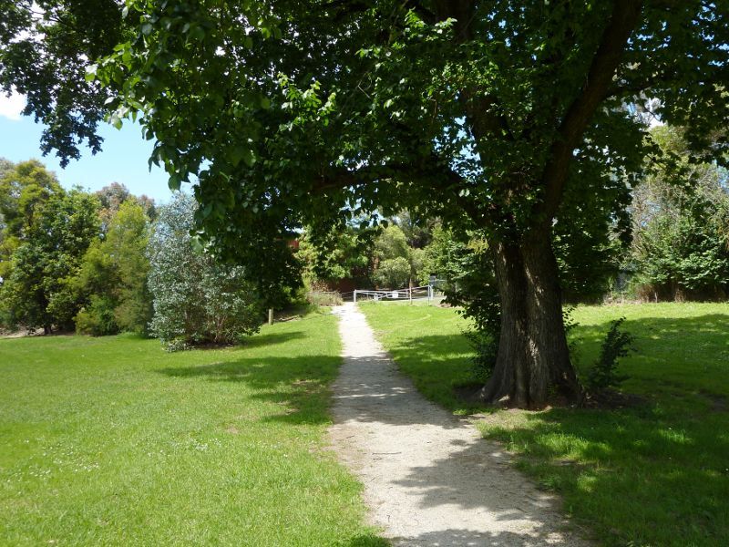 Lilydale - Lilydale Recreation Reserve, off Main Street and Chapel Street: North-easterly view through reserve towards Jones St