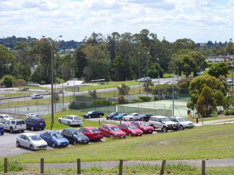 Lilydale - Eyrefield Park, Hardy Street: View towards tennis courts and skate ramp