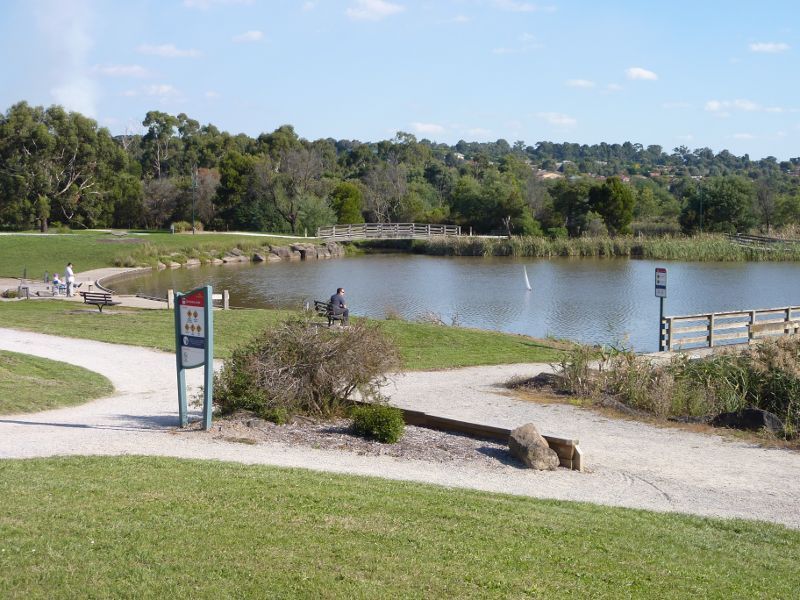 Lilydale - Lillydale Lake Park, Swansea Road: South-westerly view across lake at entrance to jetty