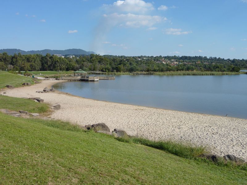Lilydale - Lillydale Lake Park, Swansea Road: Southerly view over Southern Beach towards jetty