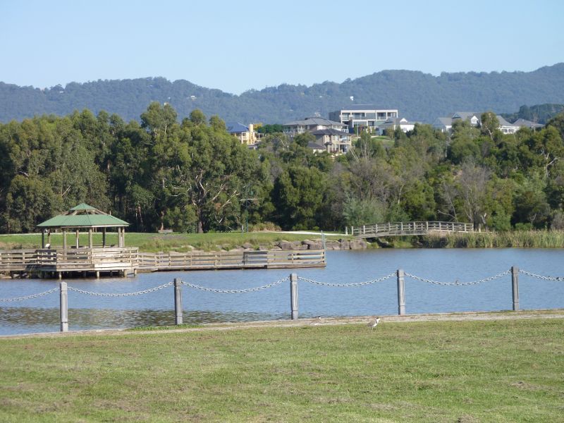 Lilydale - Lillydale Lake Park, Swansea Road: Southerly view across Lake towards jetty from Promenade