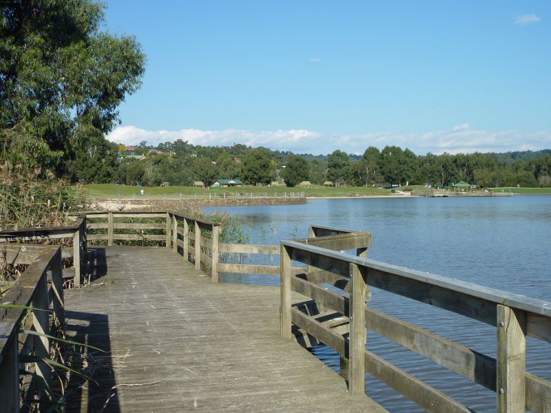 Lilydale - Lillydale Lake Park, Swansea Road: South-easterly view along lake from boardwalk west of Northern Beach