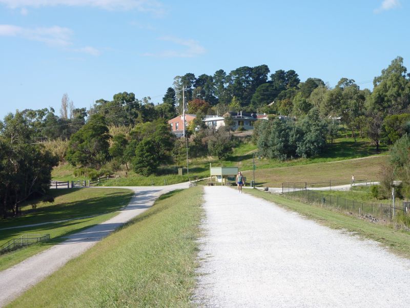 Lilydale - Lillydale Lake Park, Swansea Road: View north-east along embankment near northern tip of lake