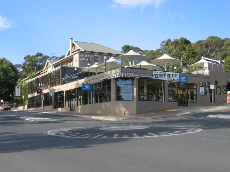 Lorne - Commercial centre and shops, Mountjoy Parade: Lorne Hotel, corner Mountjoy Pde and Bay St