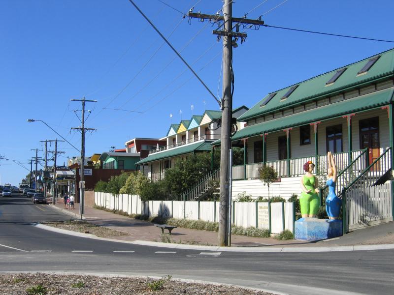 Lorne - Commercial centre and shops, Mountjoy Parade: View south along Mountjoy Pde at Otway St
