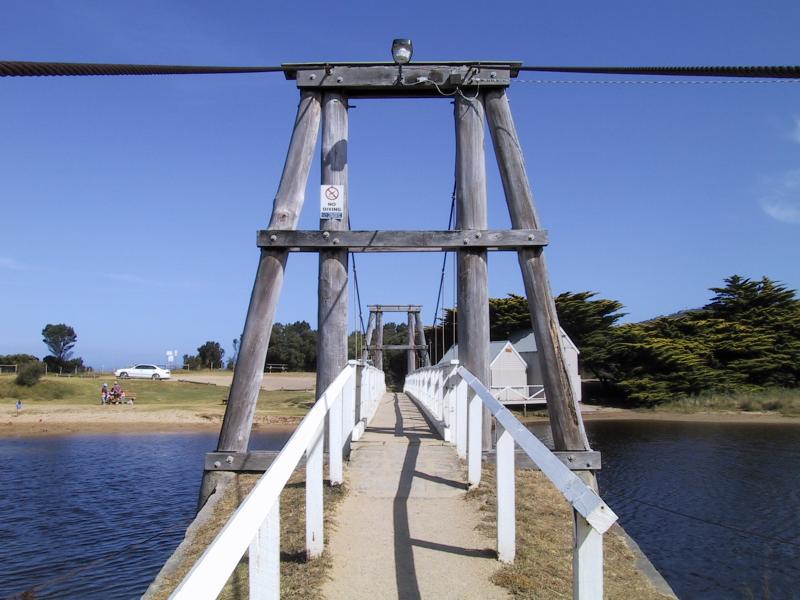 Lorne - Erskine River: View along suspension bridge across Erskine River