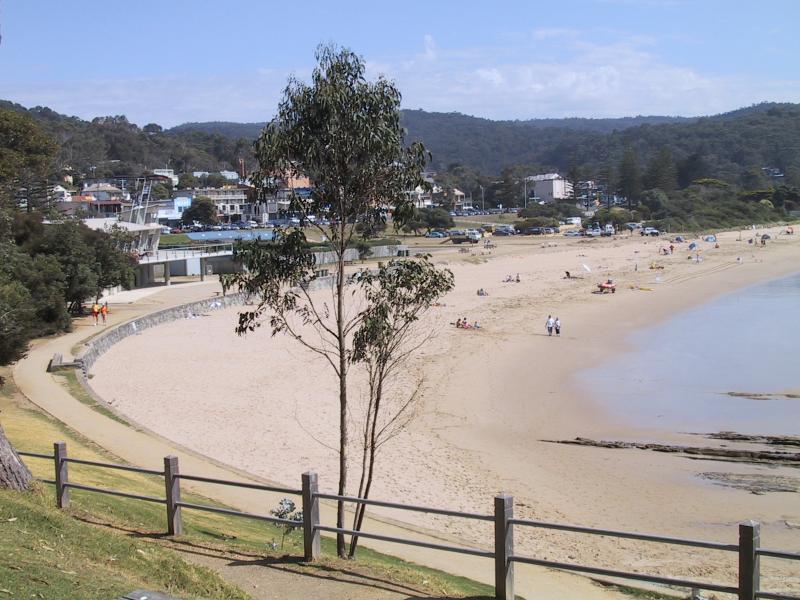 Lorne - Coastal views at southern end of main beach: View north along coast from foreshore reserve near Beal St