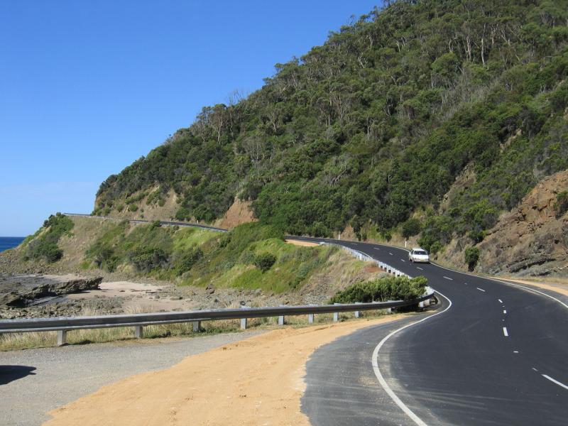 Lorne - Great Ocean Road at various spots between Lorne and Mt Defiance: View south-west along Great Ocean Rd
