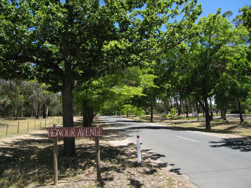 Macedon - Honour Avenue: View west along Honour Av at Mount Macedon Rd