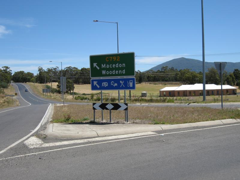 Macedon - Around Macedon: View north-west along Black Forest Drive at Mt Macedon Rd