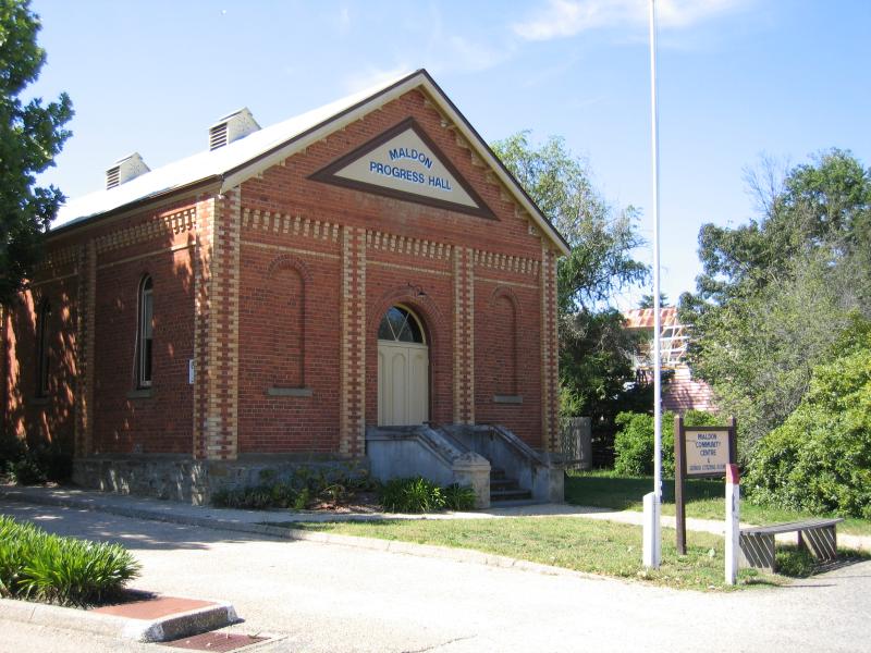 Maldon - Shops and commercial centre, High Street and Main Street: Maldon Progress Hall and Community Centre, Francis St