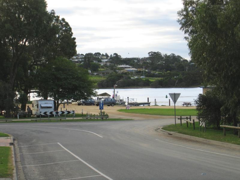 Mallacoota - Allan Drive area: View north-west along Allan Rd towards Buckland Dr and Mallacoota Wharf