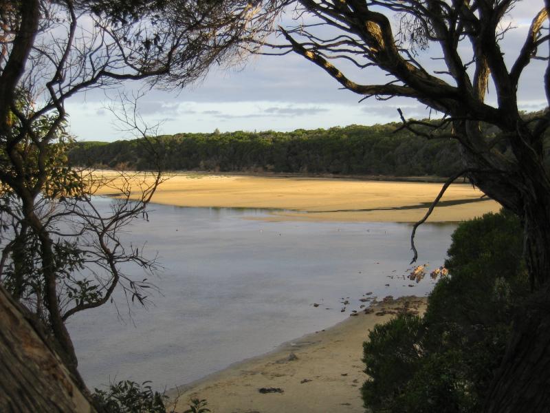 Mallacoota - Recreation Reserve, south of Allan Drive: View south-east towards beach at Develings Inlet