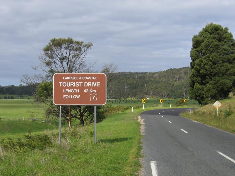 Mallacoota - Genoa and Mallacoota Road: View south-east along Mallacoota Rd near Princes Hwy