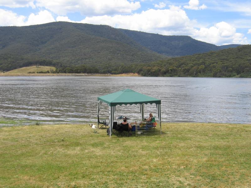 Mansfield - Lake Nillahcootie, Midland Highway, 25 km north of Mansfield: View east across lake near boat ramp